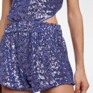 Oseree Purple Sequin Shorts Size LG NWT
